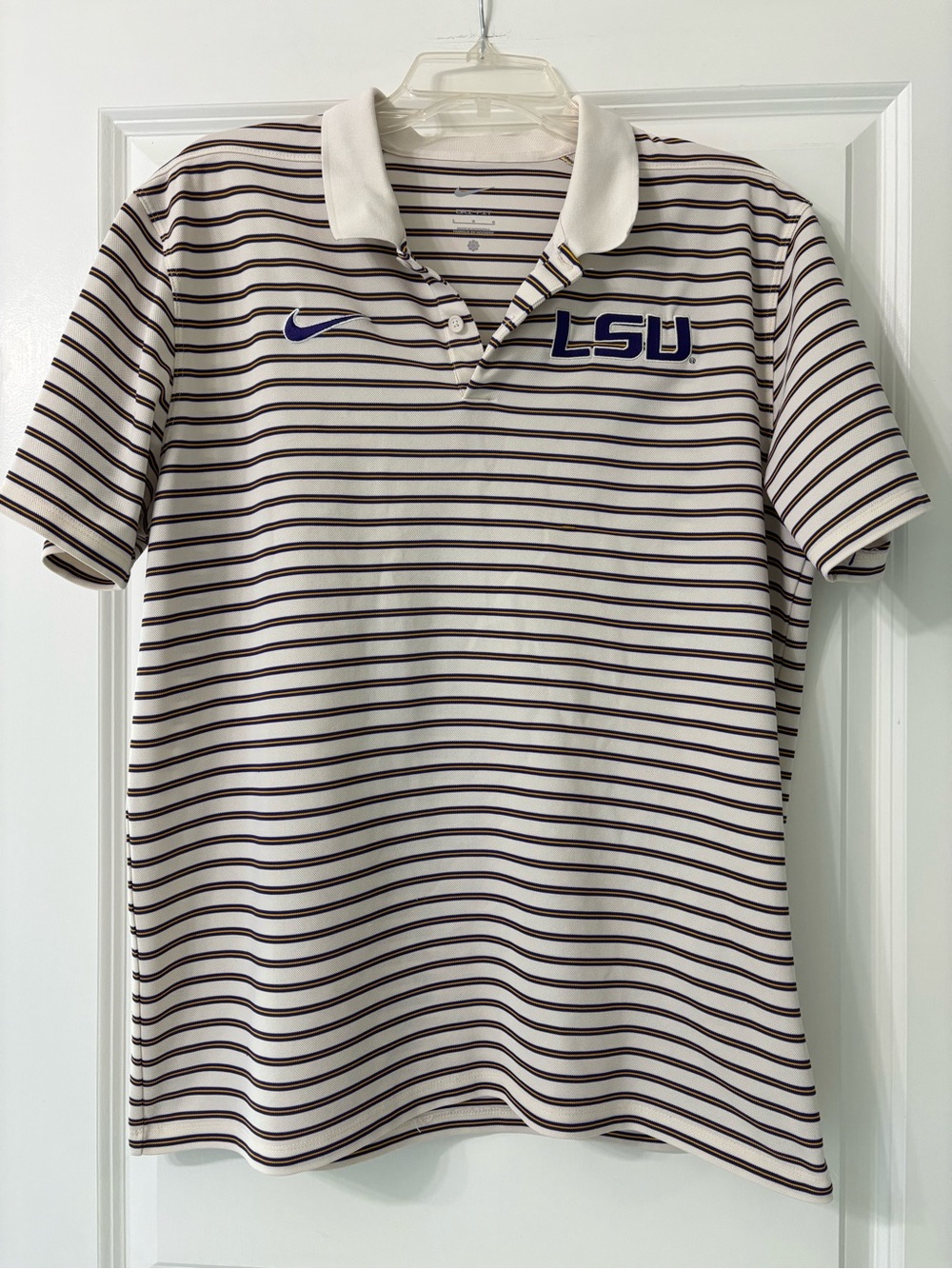 Nike Dri-Fit LSU Striped Polo size large